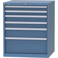 LISTA - 6 Drawer, 45 Compartment Bright Blue Steel Modular Storage Cabinet - USA Tool & Supply