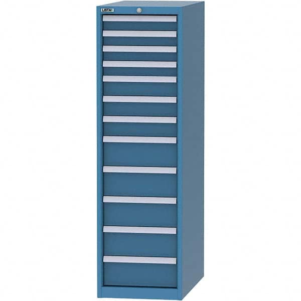 LISTA - 12 Drawer, 45 Compartment Bright Blue Steel Modular Storage Cabinet - USA Tool & Supply