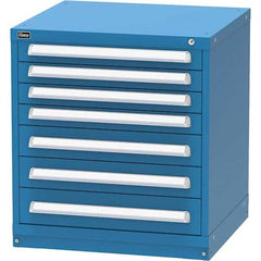 Vidmar - 7 Drawer, 124 Compartment Bright Blue Steel Modular Storage Cabinet - USA Tool & Supply