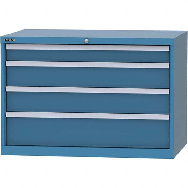 LISTA - 4 Drawer, 84 Compartment Bright Blue Steel Modular Storage Cabinet - USA Tool & Supply