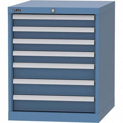 LISTA - 7 Drawer, 99 Compartment Bright Blue Steel Modular Storage Cabinet - USA Tool & Supply
