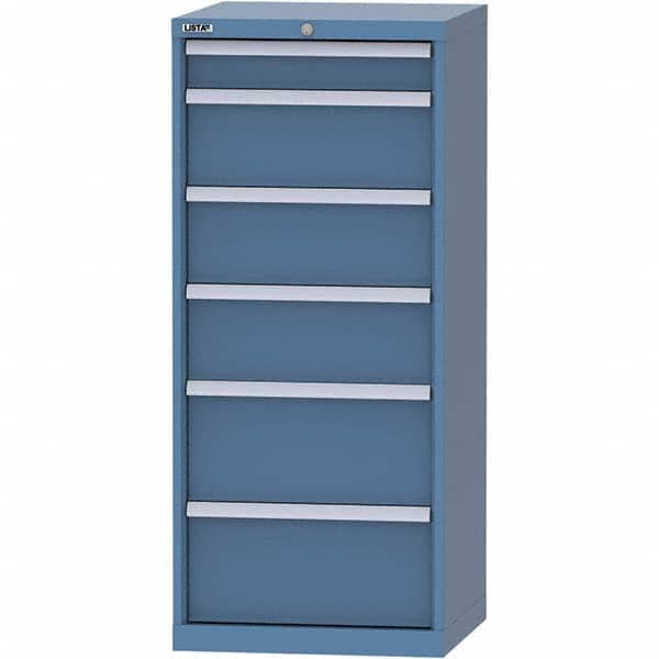 LISTA - 6 Drawer, 84 Compartment Bright Blue Steel Modular Storage Cabinet - USA Tool & Supply