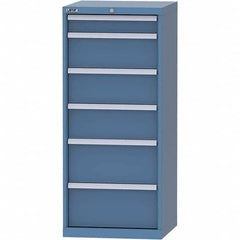 LISTA - 6 Drawer, 84 Compartment Bright Blue Steel Modular Storage Cabinet - USA Tool & Supply