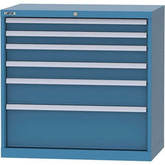 LISTA - 6 Drawer, 84 Compartment Bright Blue Steel Modular Storage Cabinet - USA Tool & Supply