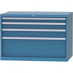 LISTA - 4 Drawer, 84 Compartment Bright Blue Steel Modular Storage Cabinet - USA Tool & Supply