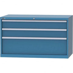 LISTA - 3 Drawer, 99 Compartment Bright Blue Steel Modular Storage Cabinet - USA Tool & Supply