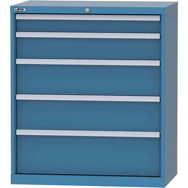 LISTA - 5 Drawer, 84 Compartment Bright Blue Steel Modular Storage Cabinet - USA Tool & Supply
