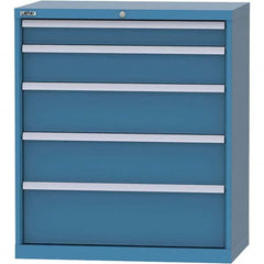 LISTA - 5 Drawer, 84 Compartment Bright Blue Steel Modular Storage Cabinet - USA Tool & Supply