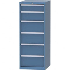 LISTA - 6 Drawer, 99 Compartment Bright Blue Steel Modular Storage Cabinet - USA Tool & Supply