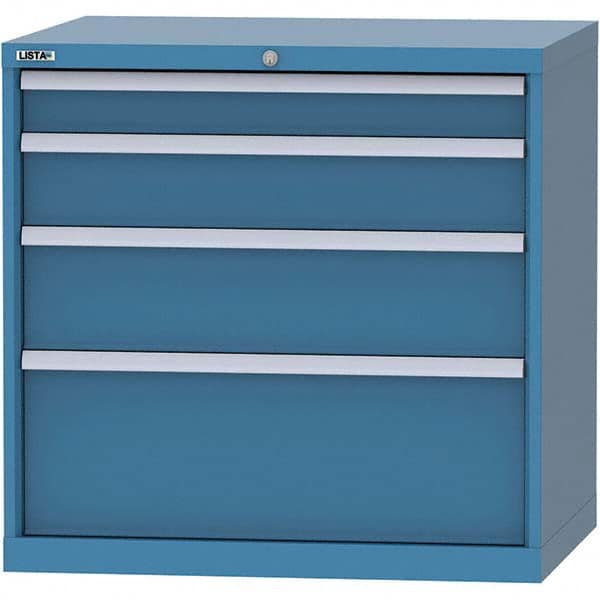 LISTA - 4 Drawer, 84 Compartment Bright Blue Steel Modular Storage Cabinet - USA Tool & Supply