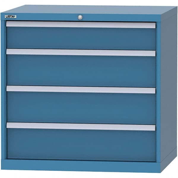 LISTA - 4 Drawer, 84 Compartment Bright Blue Steel Modular Storage Cabinet - USA Tool & Supply