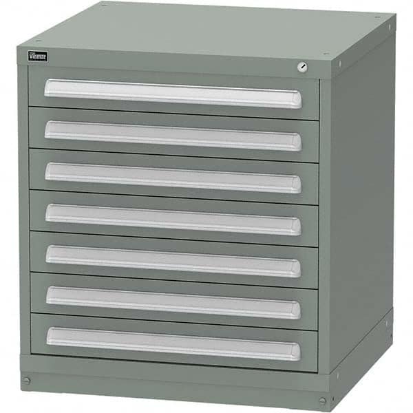 Vidmar - 7 Drawer, 124 Compartment Vidmar Green Steel Modular Storage Cabinet - USA Tool & Supply