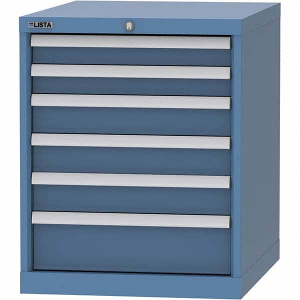LISTA - 6 Drawer, 99 Compartment Bright Blue Steel Modular Storage Cabinet - USA Tool & Supply