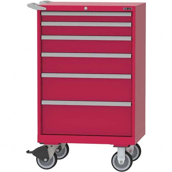LISTA - 6 Drawer, 124 Compartment Bright Blue Steel Modular Storage Cabinet - USA Tool & Supply