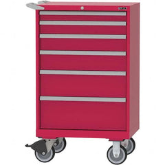 LISTA - 6 Drawer, 124 Compartment Bright Blue Steel Modular Storage Cabinet - USA Tool & Supply