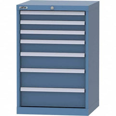 LISTA - 7 Drawer, 84 Compartment Bright Blue Steel Modular Storage Cabinet - USA Tool & Supply