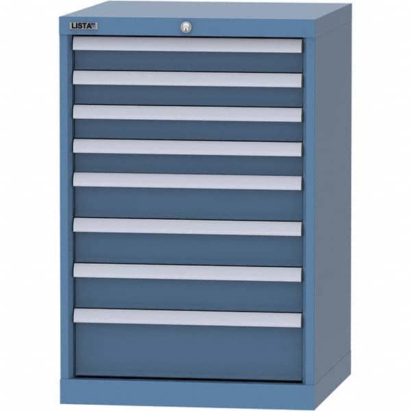 LISTA - 8 Drawer, 84 Compartment Bright Blue Steel Modular Storage Cabinet - USA Tool & Supply