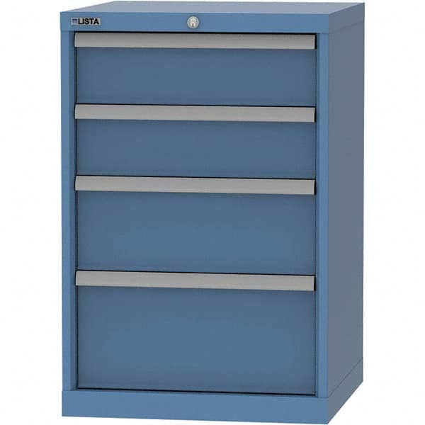 LISTA - 4 Drawer, 84 Compartment Bright Blue Steel Modular Storage Cabinet - USA Tool & Supply