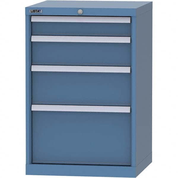 LISTA - 4 Drawer, 84 Compartment Bright Blue Steel Modular Storage Cabinet - USA Tool & Supply