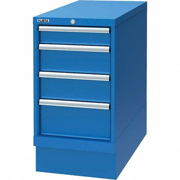 LISTA - 4 Drawer, 34 Compartment Bright Blue Steel Modular Storage Cabinet - USA Tool & Supply