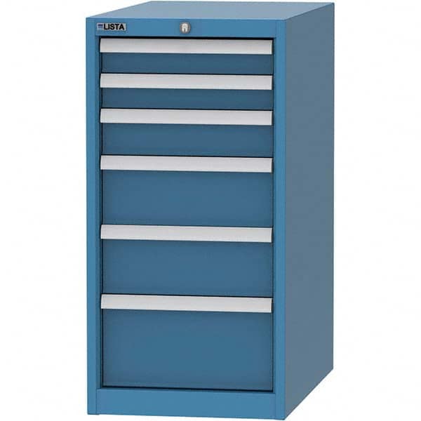 LISTA - 6 Drawer, 45 Compartment Bright Blue Steel Modular Storage Cabinet - USA Tool & Supply