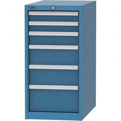 LISTA - 6 Drawer, 45 Compartment Bright Blue Steel Modular Storage Cabinet - USA Tool & Supply