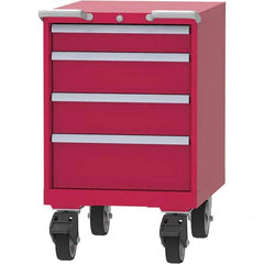 LISTA - 4 Drawer, 99 Compartment Red Steel Modular Storage Cabinet - USA Tool & Supply