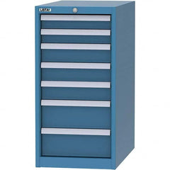 LISTA - 7 Drawer, 45 Compartment Bright Blue Steel Modular Storage Cabinet - USA Tool & Supply