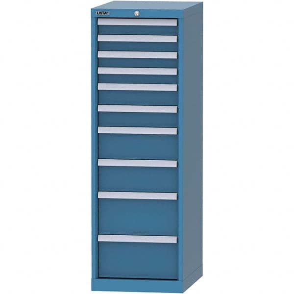 LISTA - 10 Drawer, 216 Compartment Bright Blue Steel Modular Storage Cabinet - USA Tool & Supply