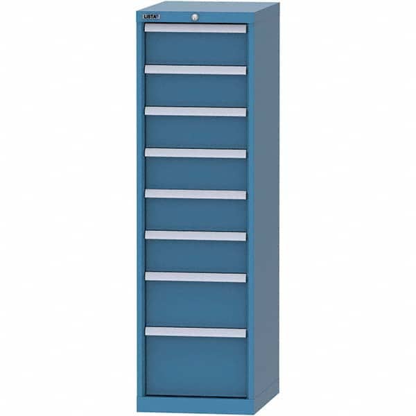LISTA - 8 Drawer, 216 Compartment Bright Blue Steel Modular Storage Cabinet - USA Tool & Supply
