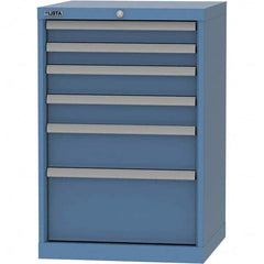 LISTA - 6 Drawer, 84 Compartment Bright Blue Steel Modular Storage Cabinet - USA Tool & Supply