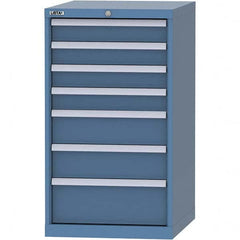 LISTA - 7 Drawer, 99 Compartment Bright Blue Steel Modular Storage Cabinet - USA Tool & Supply