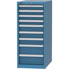 LISTA - 9 Drawer, 45 Compartment Bright Blue Steel Modular Storage Cabinet - USA Tool & Supply