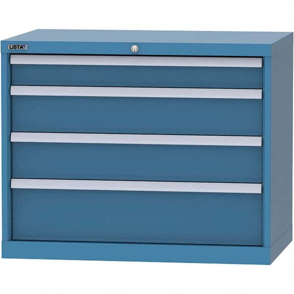 LISTA - 4 Drawer, 84 Compartment Bright Blue Steel Modular Storage Cabinet - USA Tool & Supply