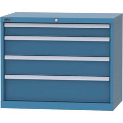 LISTA - 4 Drawer, 84 Compartment Bright Blue Steel Modular Storage Cabinet - USA Tool & Supply