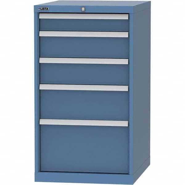 LISTA - 5 Drawer, 99 Compartment Bright Blue Steel Modular Storage Cabinet - USA Tool & Supply