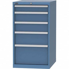 LISTA - 5 Drawer, 99 Compartment Bright Blue Steel Modular Storage Cabinet - USA Tool & Supply