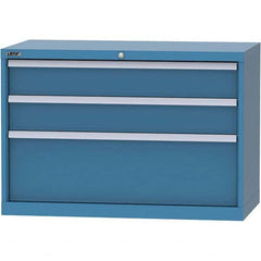 LISTA - 3 Drawer, 84 Compartment Bright Blue Steel Modular Storage Cabinet - USA Tool & Supply