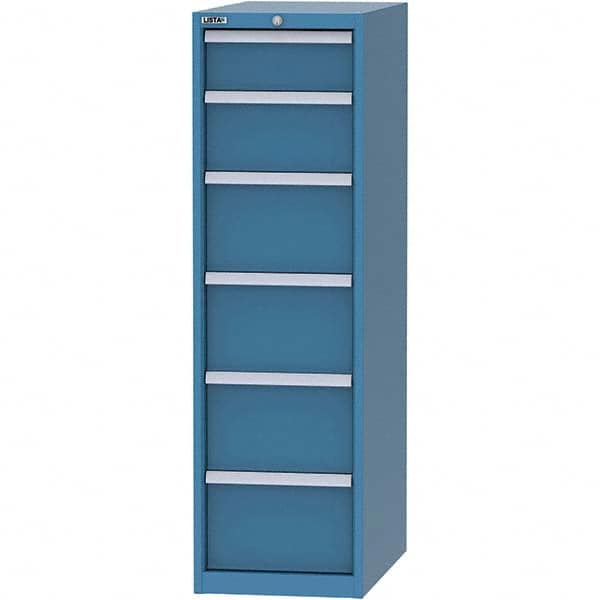 LISTA - 6 Drawer, 45 Compartment Bright Blue Steel Modular Storage Cabinet - USA Tool & Supply