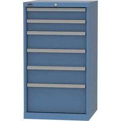 LISTA - 6 Drawer, 84 Compartment Bright Blue Steel Modular Storage Cabinet - USA Tool & Supply