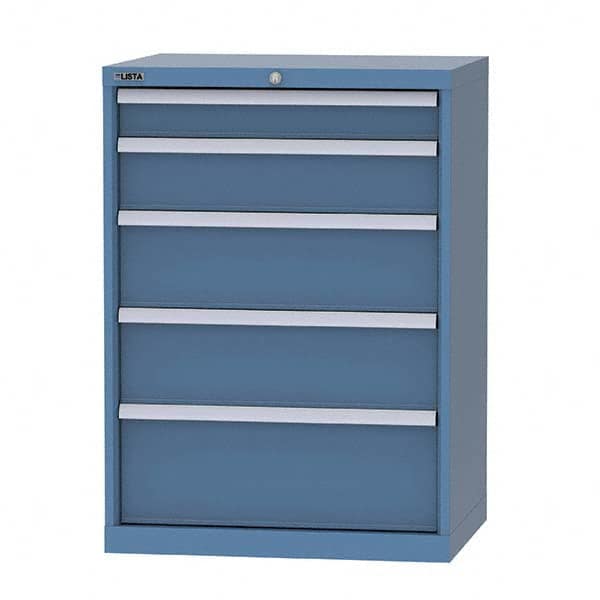 LISTA - 4 Drawer, 124 Compartment Bright Blue Steel Modular Storage Cabinet - USA Tool & Supply