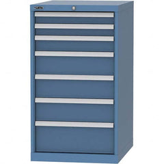 LISTA - 7 Drawer, 99 Compartment Bright Blue Steel Modular Storage Cabinet - USA Tool & Supply