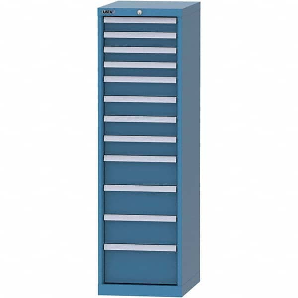 LISTA - 12 Drawer, 45 Compartment Bright Blue Steel Modular Storage Cabinet - USA Tool & Supply