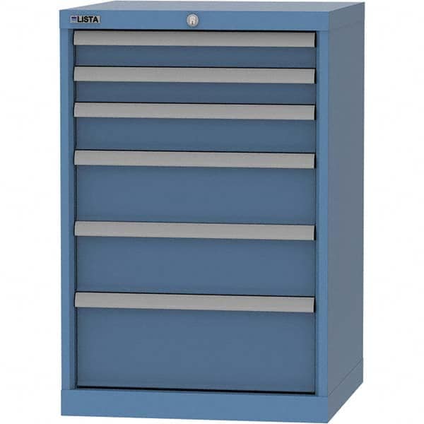 LISTA - 6 Drawer, 84 Compartment Bright Blue Steel Modular Storage Cabinet - USA Tool & Supply