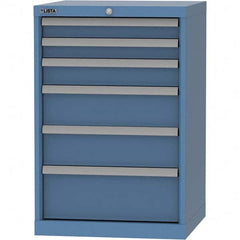 LISTA - 6 Drawer, 84 Compartment Bright Blue Steel Modular Storage Cabinet - USA Tool & Supply