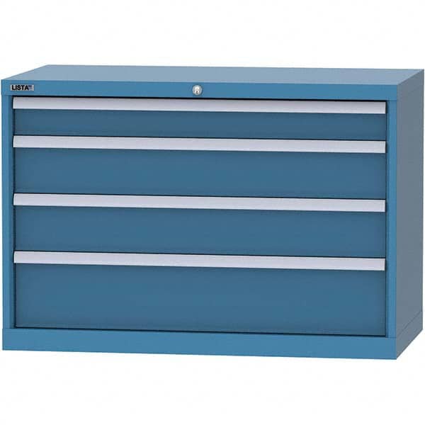 LISTA - 4 Drawer, 84 Compartment Bright Blue Steel Modular Storage Cabinet - USA Tool & Supply