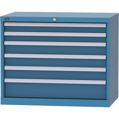 LISTA - 6 Drawer, 84 Compartment Bright Blue Steel Modular Storage Cabinet - USA Tool & Supply