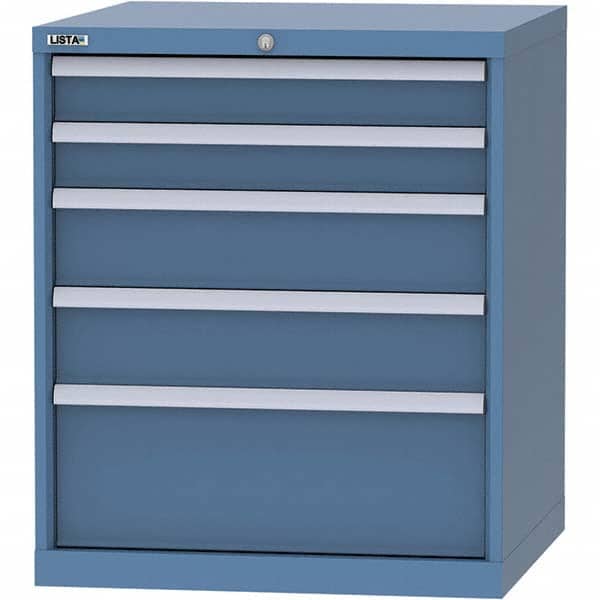 LISTA - 5 Drawer, 45 Compartment Bright Blue Steel Modular Storage Cabinet - USA Tool & Supply