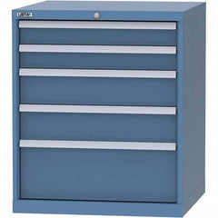 LISTA - 5 Drawer, 45 Compartment Bright Blue Steel Modular Storage Cabinet - USA Tool & Supply