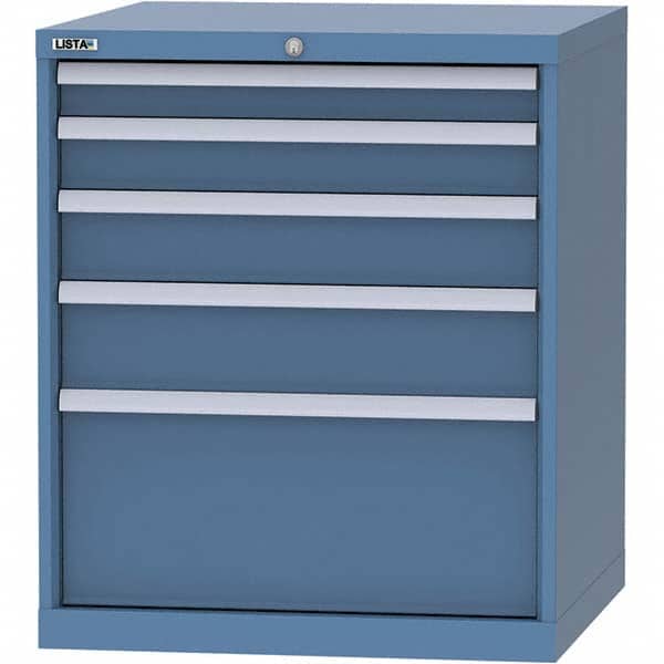 LISTA - 5 Drawer, 45 Compartment Bright Blue Steel Modular Storage Cabinet - USA Tool & Supply